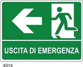 Uscita di emergenza freccia sinistra - B - PVC adesivo 160x210 mm