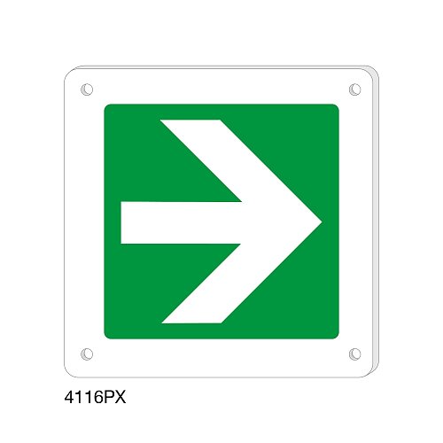 Direzione da seguire lato destro destro - Plexiglass - C - 200x200 mm - Monofacciale - 4 Fori