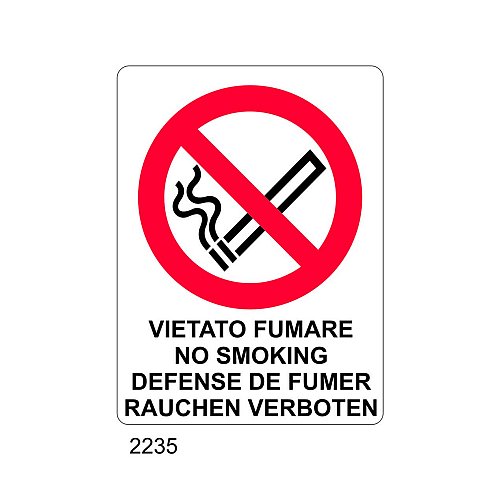 Vietato fumare, non smoking, defense de fumer,rauchen verboten - D - Alluminio 435x680 mm - Conf 10 pz.