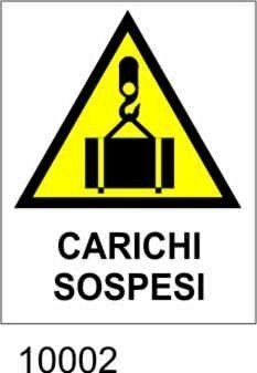 Pericolo carichi sospesi - etichette - 25pz