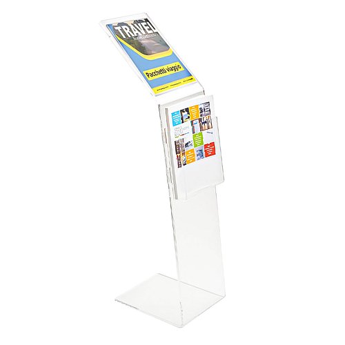 Leggio in Plexiglass con Porta Avvisi e Porta Depliant