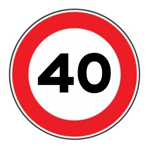 Limite massimo di velocità 40 km/h - A - Ferro - CL.2 40cm