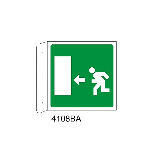 Percorso di emergenza sinistra - Alluminio - C - 230x230mm - Bifacciale a Bandiera - Non Luminescente