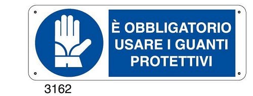 E' obbligatorio usare i guanti protettivi - B - Alluminio 765x270 mm