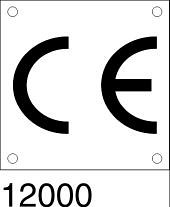 Targhetta bordo macchina "CE" in all. 60x60 mm - conf. 10 pz