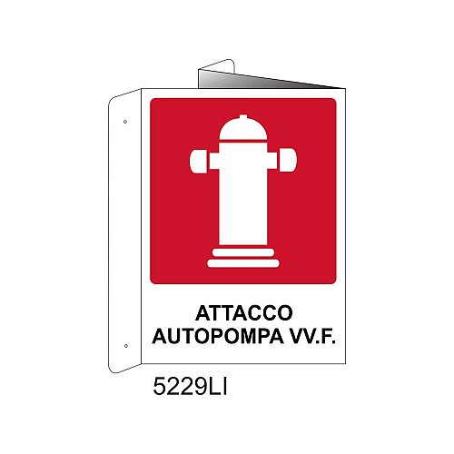 Attacco autopompa VV.F. - Alluminio - B - 160x210mm - Bifacciale a Libro - Non Luminescente