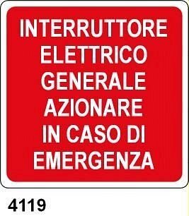 Interruttore elettrico generale azionare in caso di emergenza