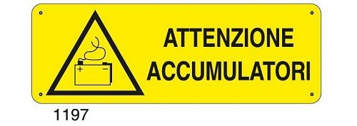 Attenzione accumulatori - B - Alluminio 765x270 mm