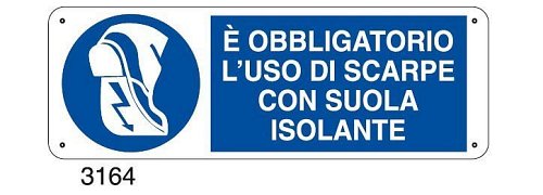 E' obbligatorio l'uso di scarpe con suola isolante - C - Alluminio 330x500 mm - Conf 10 pz.