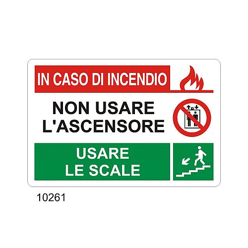 In caso di incendio non usare l'ascensore scale basso sinistra - B - Alluminio 500x330 mm