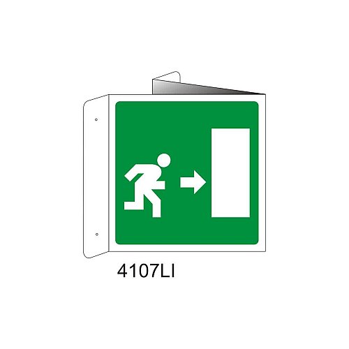 Percorso di emergenza destra - Alluminio - B - 160x160mm - Bifacciale a Libro - Non Luminescente