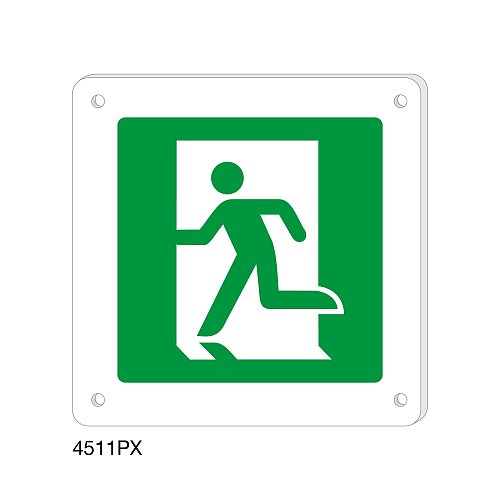 Uscita di emergenza sinistra - Plexiglass - C - 200x200 mm - Monofacciale - 4 Fori