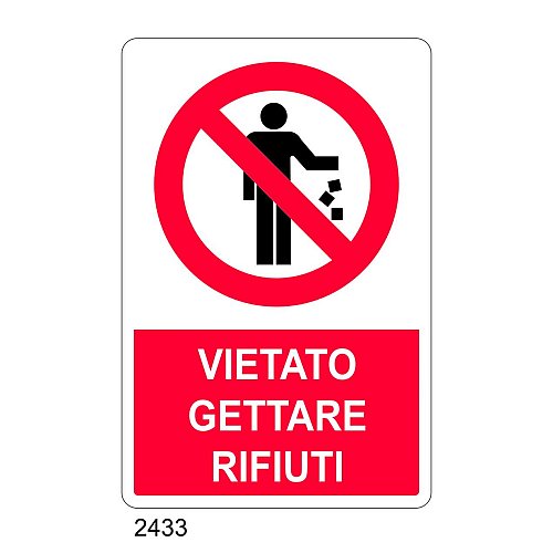 Vietato gettare rifiuti - E - Alluminio 500x700 mm