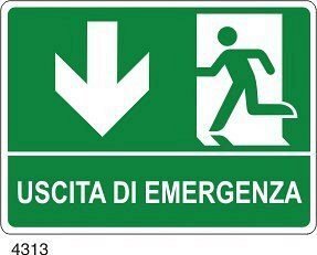 Uscita di emergenza freccia in basso - B - Alluminio 160x210 mm