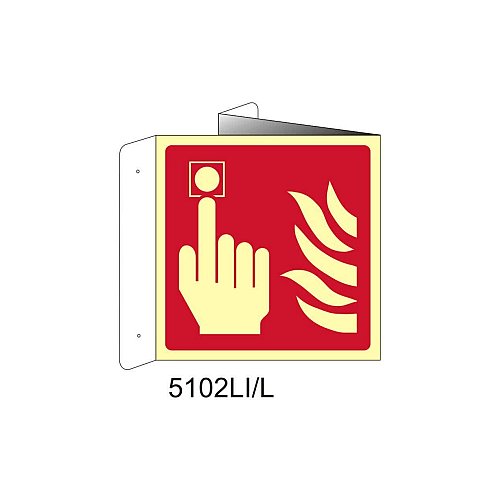 Allarme antincendio - Alluminio - C - 230x230mm - Bifacciale a Libro - Luminescente