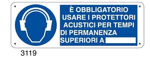 E' obbligatorio usare i protettori acustici per tempi di permanenza superiori a - A - PVC adesivo 350x125 mm - Conf 10 pz.