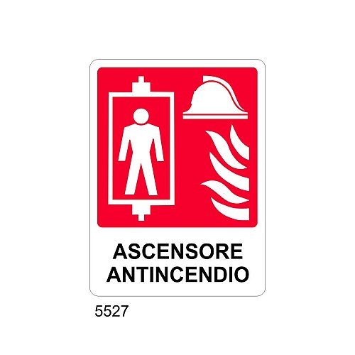 Ascensore antincendio - A - PVC adesivo 120x145 mm - Conf 10 pz.
