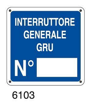 Interruttore generale gru numero - C - Alluminio 230x230 mm - Conf 10 pz.