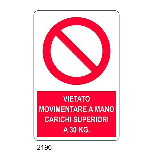 Vietato movimentare a mano carichi superiori a 30Kg - C - Alluminio 330x500 mm