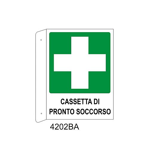 Cassetta di pronto soccorso - Alluminio - C - 230x310mm - Bifacciale a Bandiera - Non Luminescente