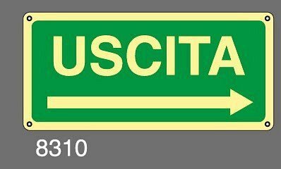 Uscita - B - Alluminio Luminescente - 375x175 mm