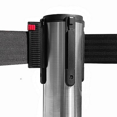 Colonnina con Nastro e Base da 15 kg in Acciaio Cromato Lucido - Colore Nero