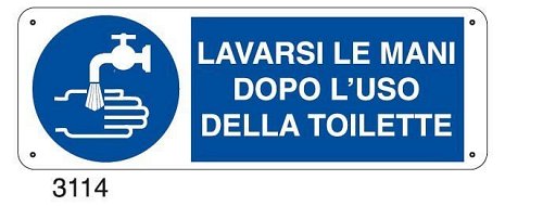 Lavarsi le mani dopo l'uso della toilette - E - Alluminio 500x700 mm