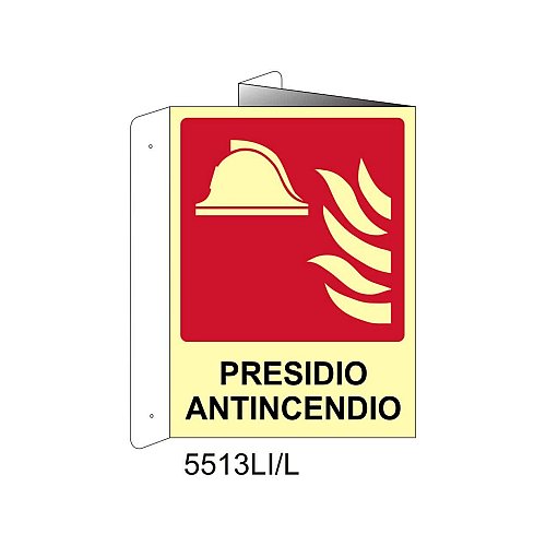 Presidio Antincendio - Alluminio - D - 370x500mm - Bifacciale a Libro - Luminescente