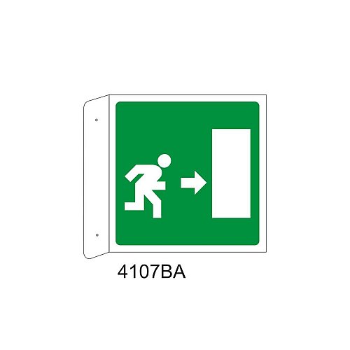 Percorso di emergenza destra - Alluminio - B - 160x160mm - Bifacciale a Bandiera - Non Luminescente