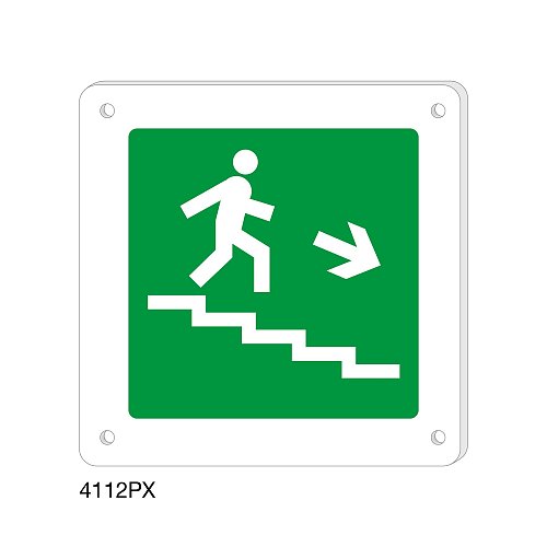 Scala di sicurezza basso destra - Plexiglass - C - 200x200 mm - Monofacciale - 4 Fori