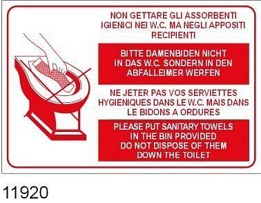 Non gettare gli assorbenti igienici nei WC ma negli appositi recipienti - Alluminio piano