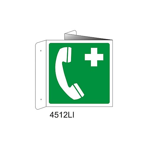 Telefono di emergenza - Alluminio - B - 160x160mm - Bifacciale a Libro - Non Luminescente