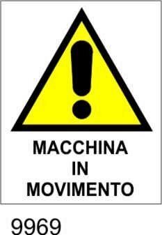 Pericolo macchina in movimento etichetta - 25pz
