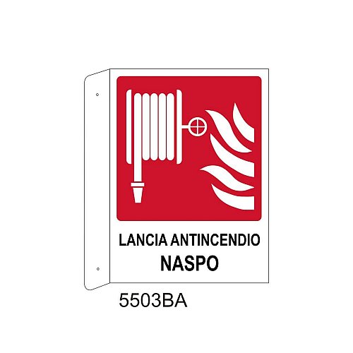 Lancia antincendio naspo - Alluminio - B - 160x210mm - Bifacciale a Bandiera - Non Luminescente