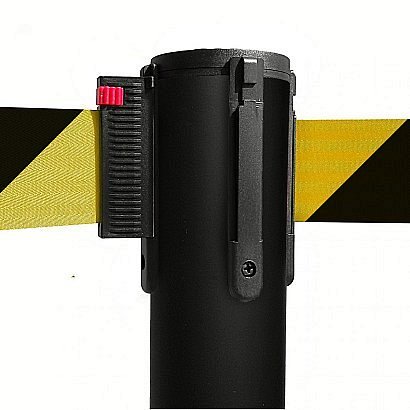 Colonnina Tendilinea con Nastro e Base da 15 kg in Acciaio Spazzolato - Colore Giallo/Nero