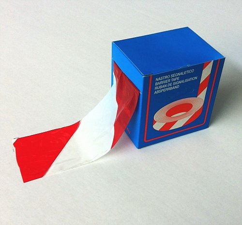 Nastro Segnaletico in Polietilene  Bianco/Rosso h. mm 70 x mt. 200