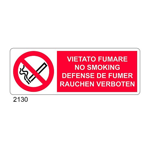 Vietato fumare, non smoking, defense de fumer,rauchen verboten - D - Alluminio 1400x500 mm - Conf 10 pz.