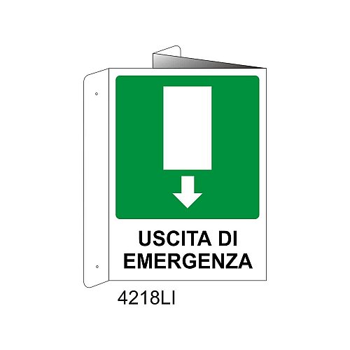 Uscita di emergenza in basso - Alluminio - C - 230x310mm - Bifacciale a Libro - Non Luminescente