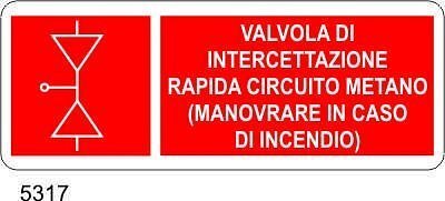 Valvola di intercettazione rapida circuito metano (manovrare in caso di incendio)