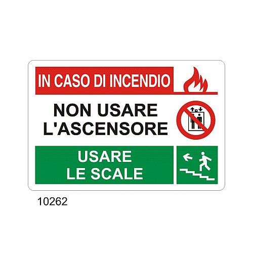 In caso di incendio non usare l'ascensore scale alto sinistra - AA - Alluminio 210x160