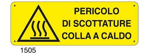 Pericolo di scottature colla a caldo - E - Alluminio 500x700 mm - Conf 10 pz.