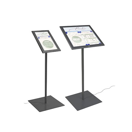 Leggio Porta Menù LED 4xA4 con Logo - Nero