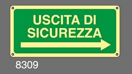 Uscita di sicurezza - A - Alluminio Luminescente - 350x125 mm