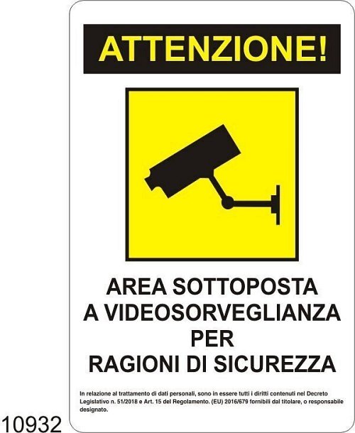 Area sottoposta a videosorveglianza  Alluminio B - 500x330 mm
