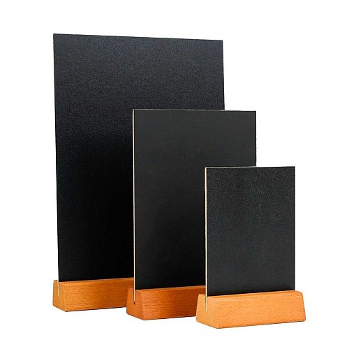 Lavagnetta da banco con base piramidale in legno - Formato A6