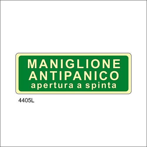 Maniglione antipanico apertura a spinta luminescente - B - Adesivo Luminescente - 375x175 mm - Conf 10 pz.