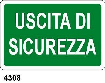 Uscita di sicurezza - A - Alluminio 300x200 mm - Conf 10 pz.