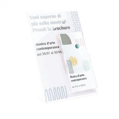 Portavvisi monofacciale base a L formato A4 verticale con tasca 1/3 A4