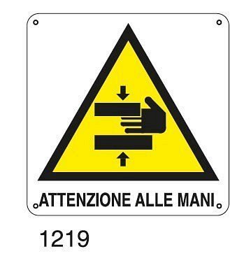 Attenzione alle mani - C - Alluminio 360x360 mm