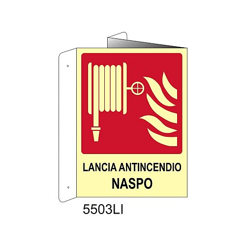 Lancia antincendio naspo - Alluminio - B - 160x210mm - Bifacciale a Libro - Non Luminescente